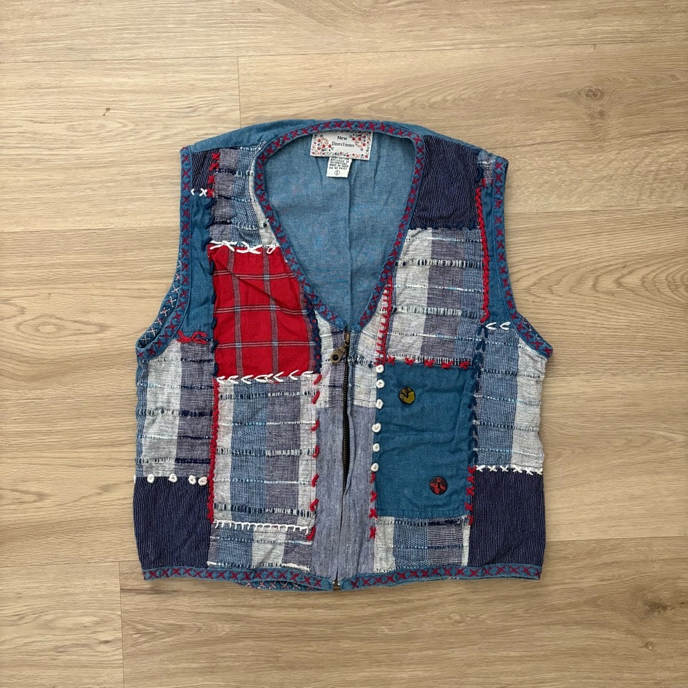 Vintage New Directions Patchwork Denim Vest